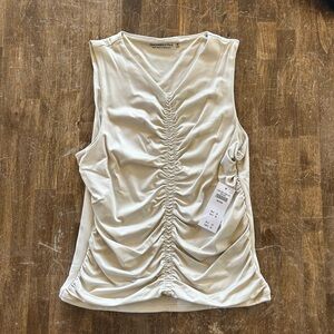 Abercrombie Ruched Cream Sleeveless Top